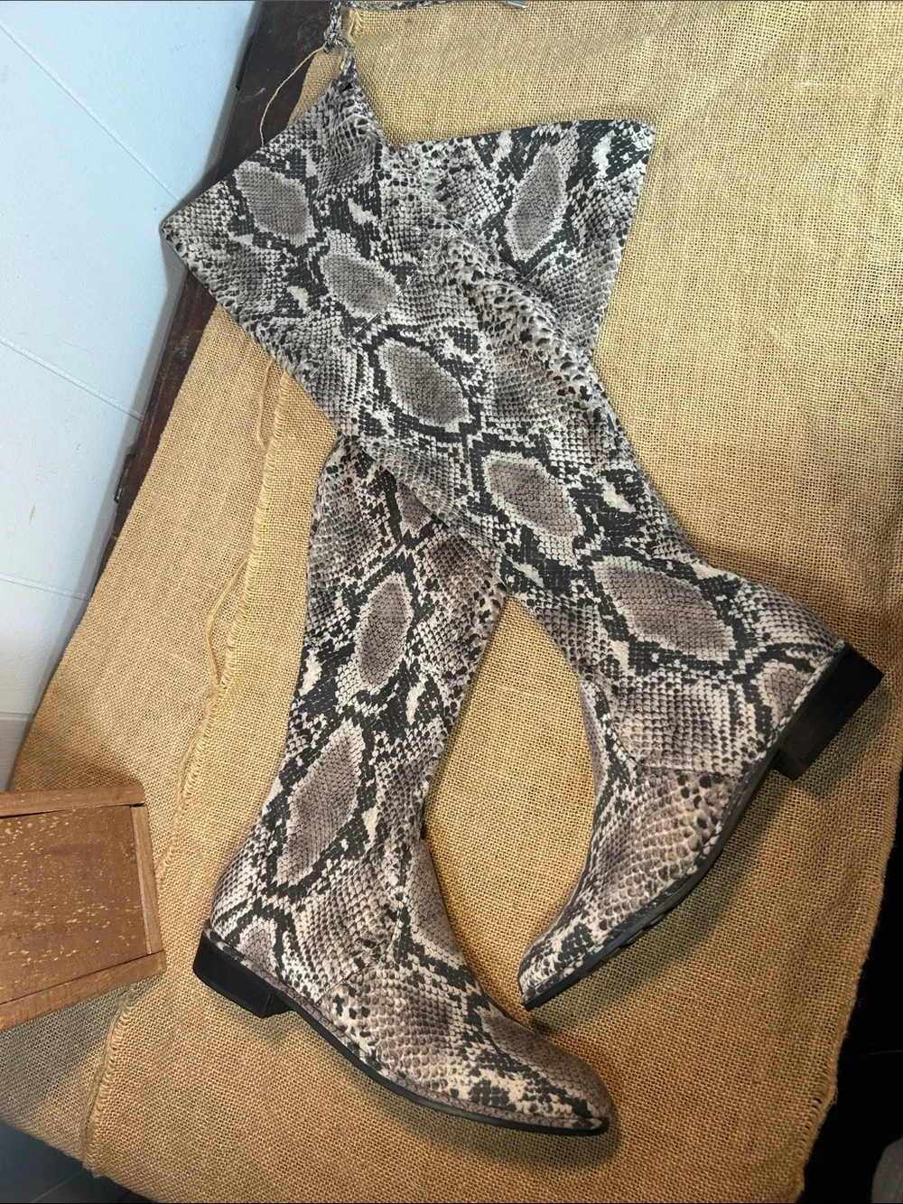 Marc Fisher Over-the-Knee Snake-Print Boots